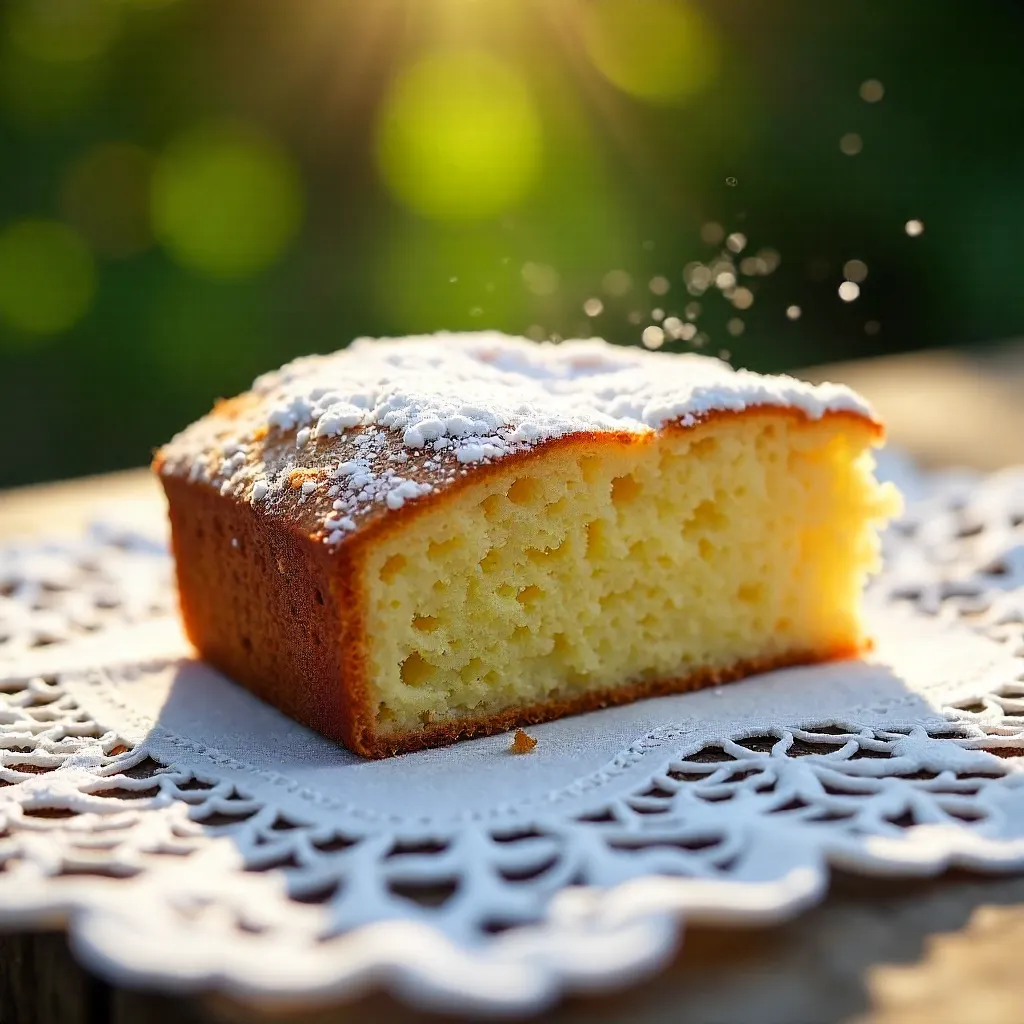 Close-Up Homemade Cake on Lace Outdoors