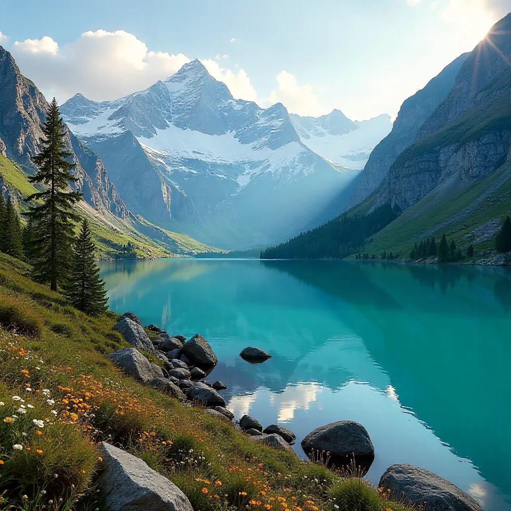 Turquoise Lake Beneath Jotunheimen Peaks, Norway