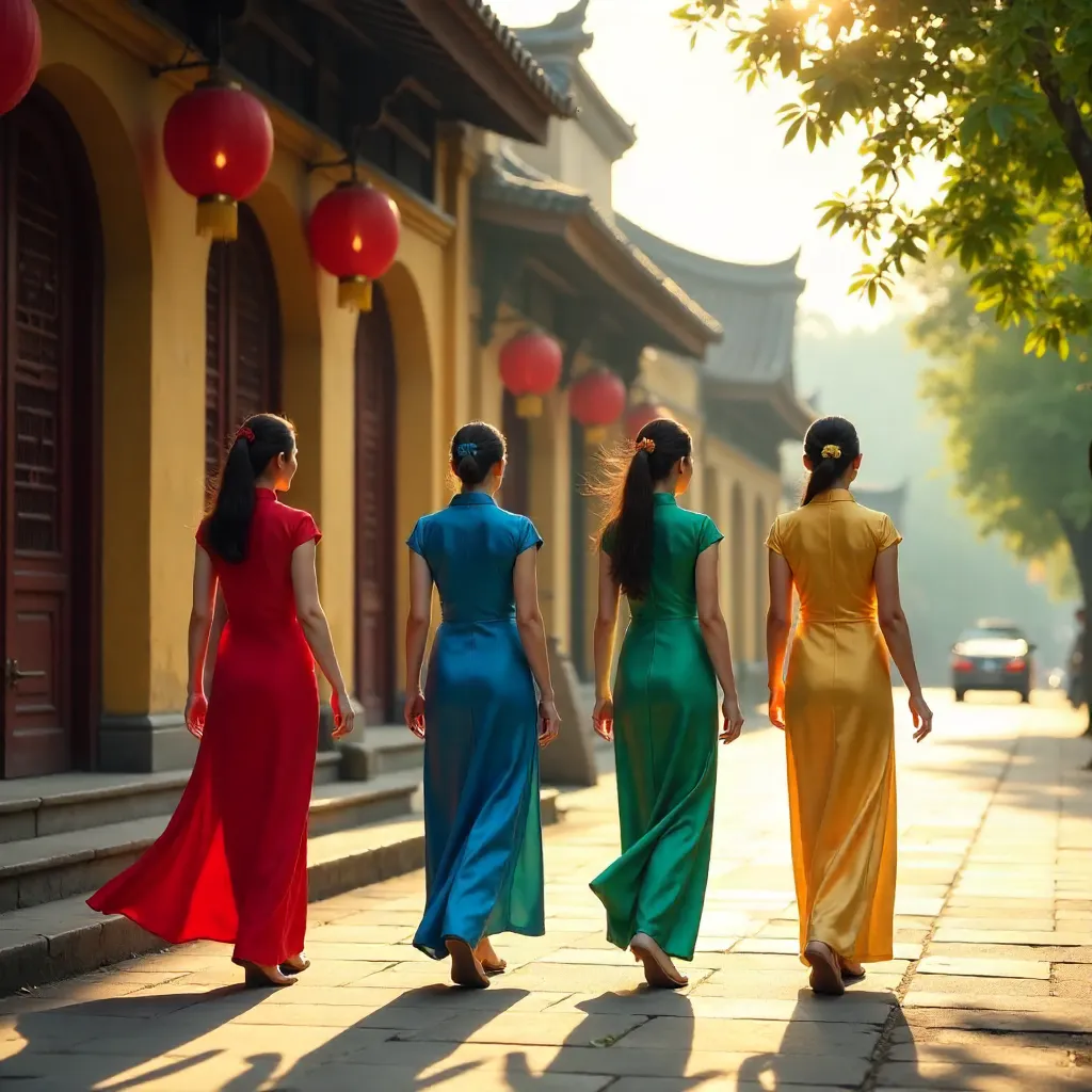 Ao Dai Grace at Hoi An's Historic Temple