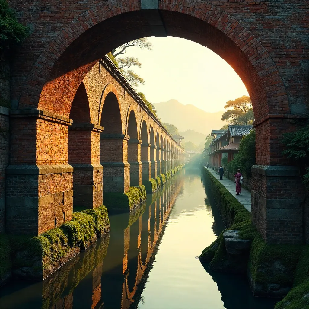 View Through Kyoto's Ancient Aqueduct Arches