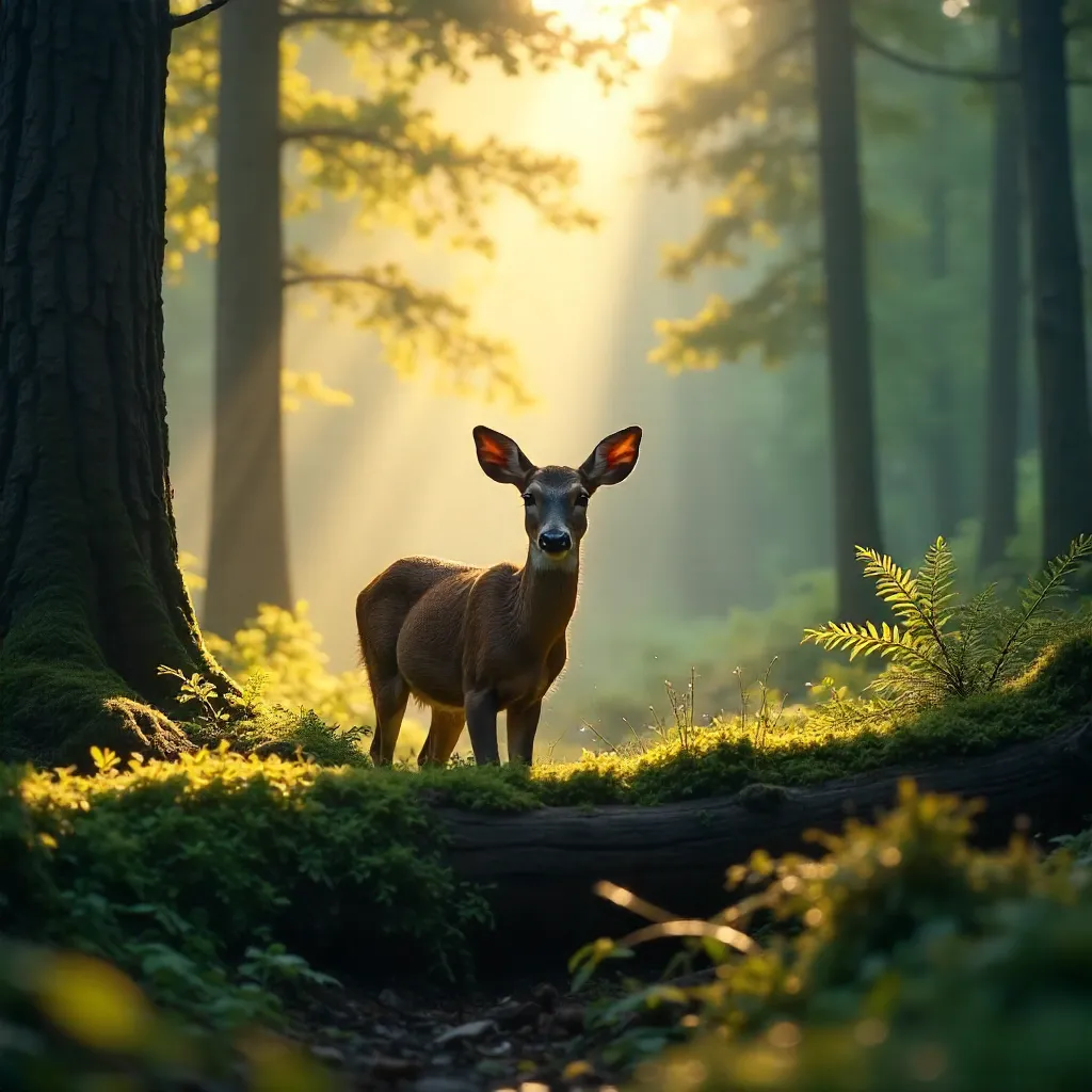 Forest glance under sunlit pines
