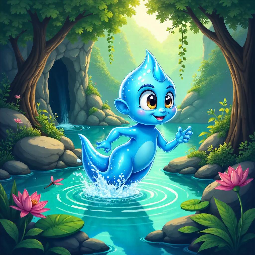 Playful Water Elemental in a Hidden Lagoon