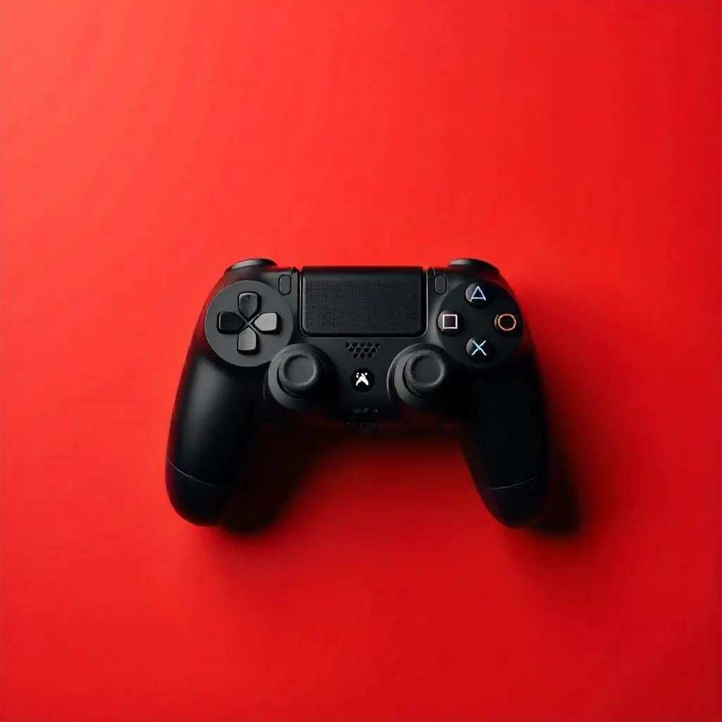 Minimalist Black Controller on Vivid Red