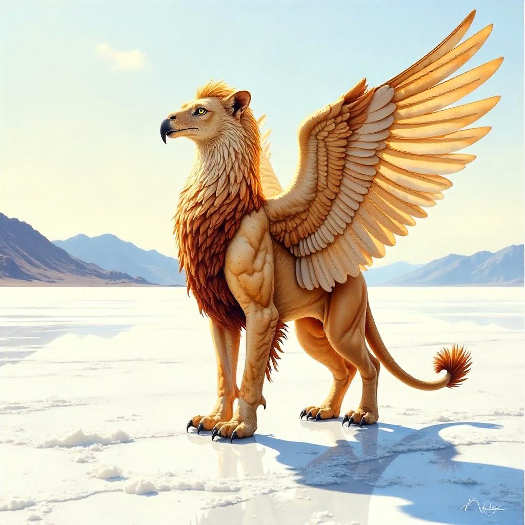 Griffin at the Salt Flat - Watercolor Dream