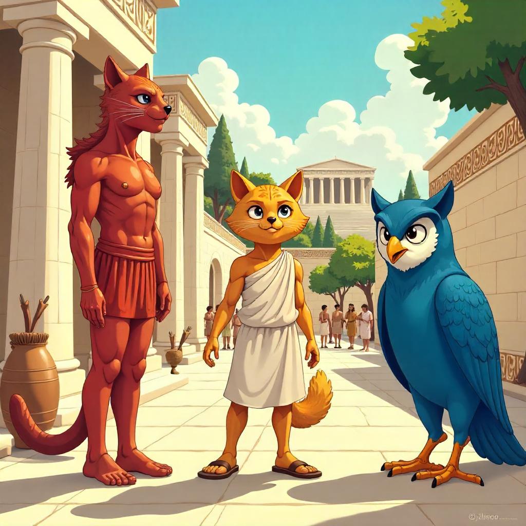 Cartoon Shapeshifter in Ancient Greece