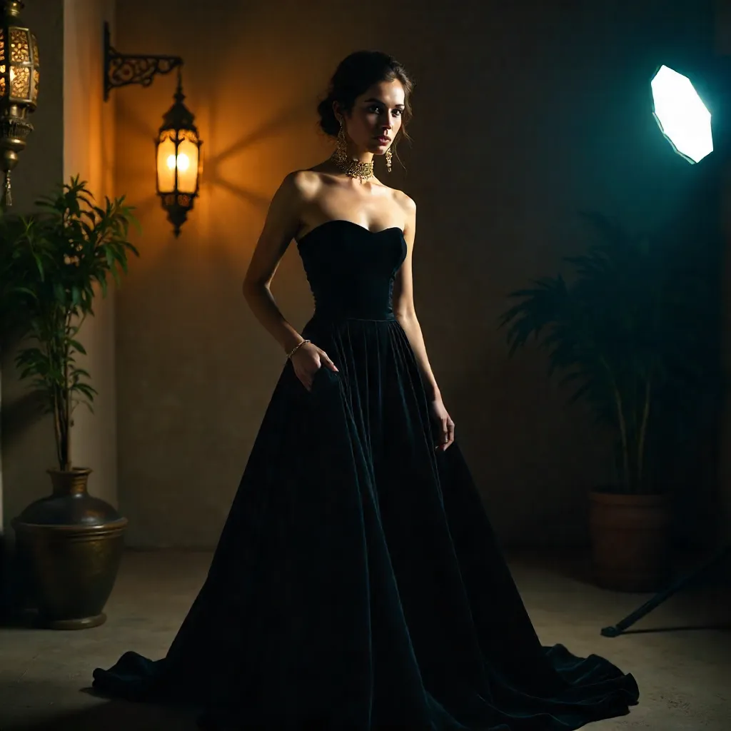 Midnight Elegance: Dynamic Portrait in a Lahore Studio