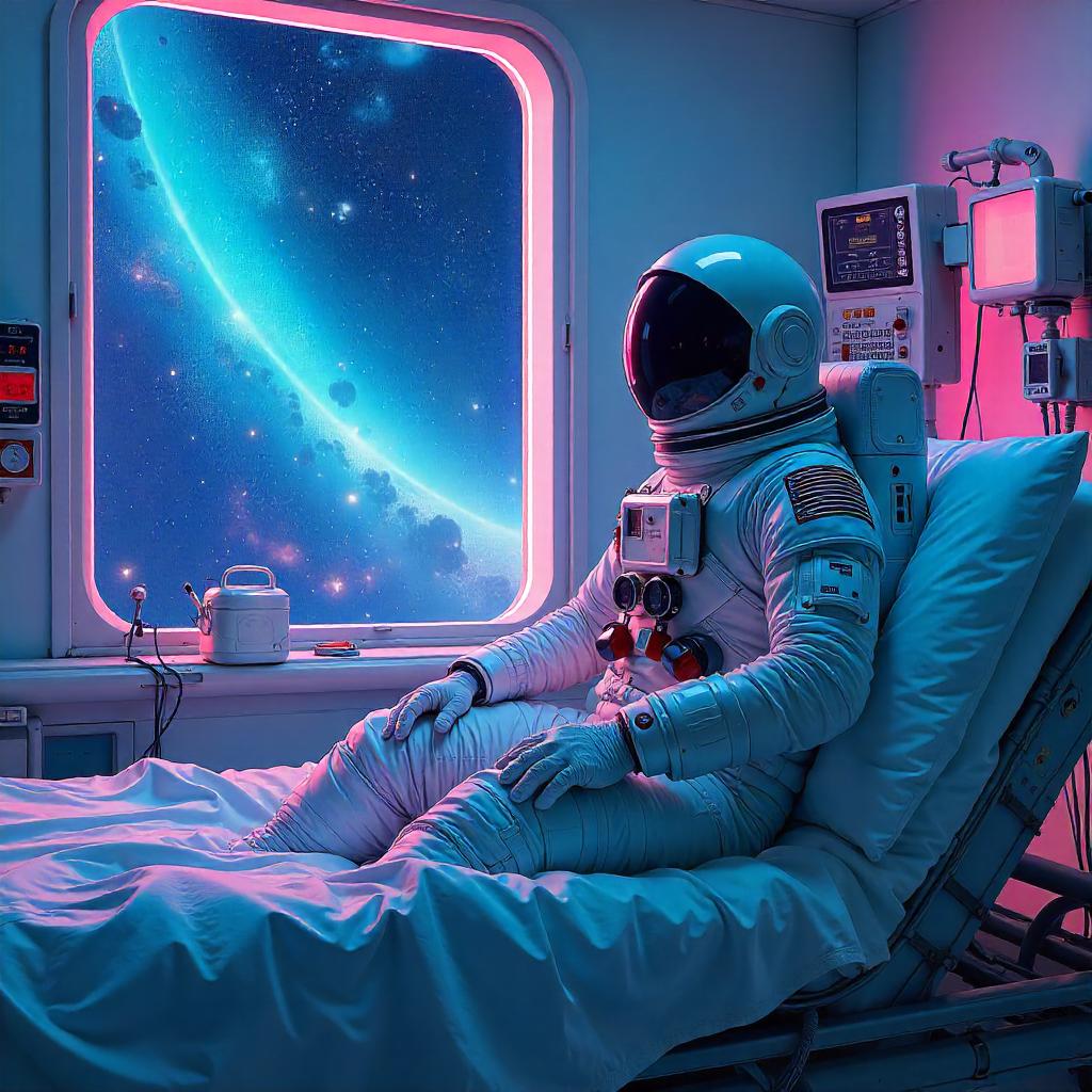 Astronaut in a Neon Hospital: A Digital Art Scene