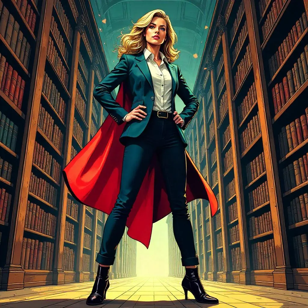 Library Heroine: Confident Comic-Book Woman