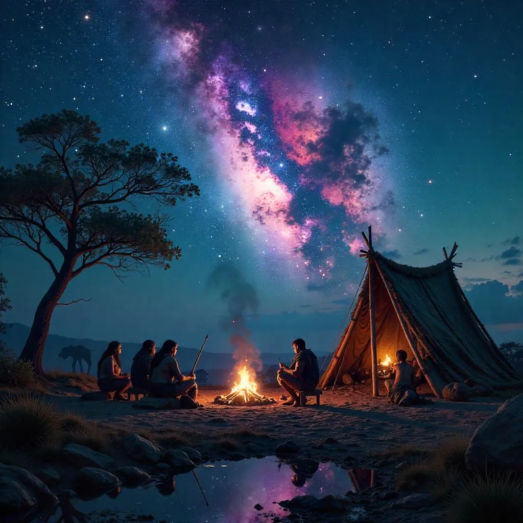 Nebula Over the Stone Age Night Sky