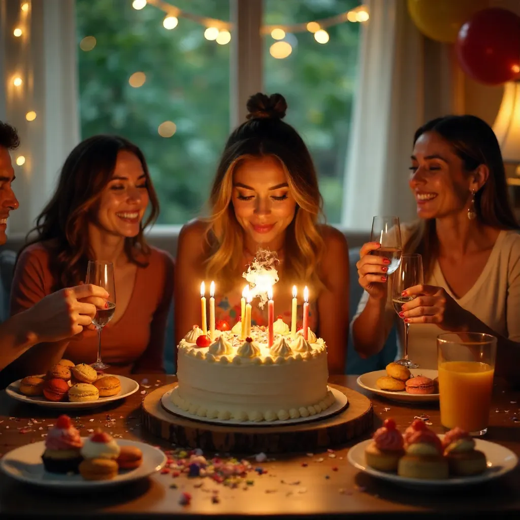 Blowing Out Birthday Candles With Friends