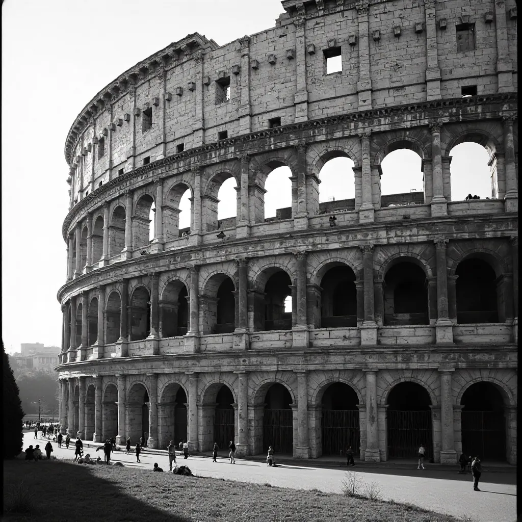 Classic Black-and-White Colosseum View