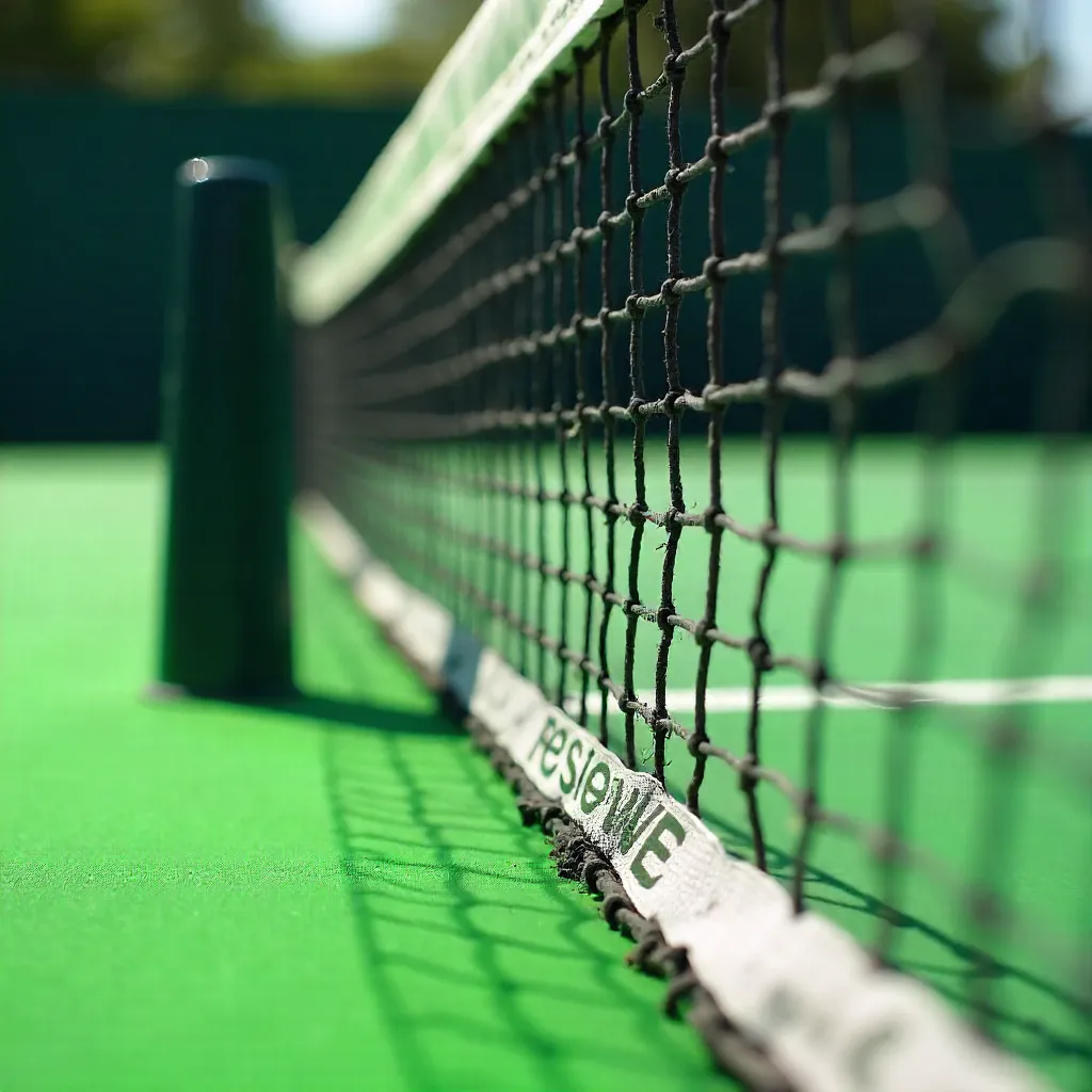 Close-Up Net Sign: 'Reserve' on Bright Green Court