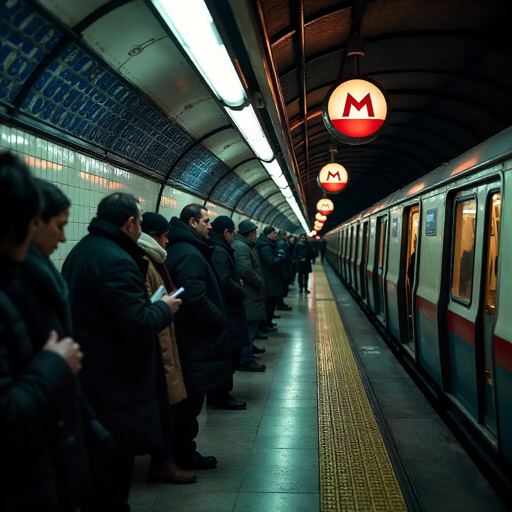 Busy Paris Métro Platform During Rush Hour