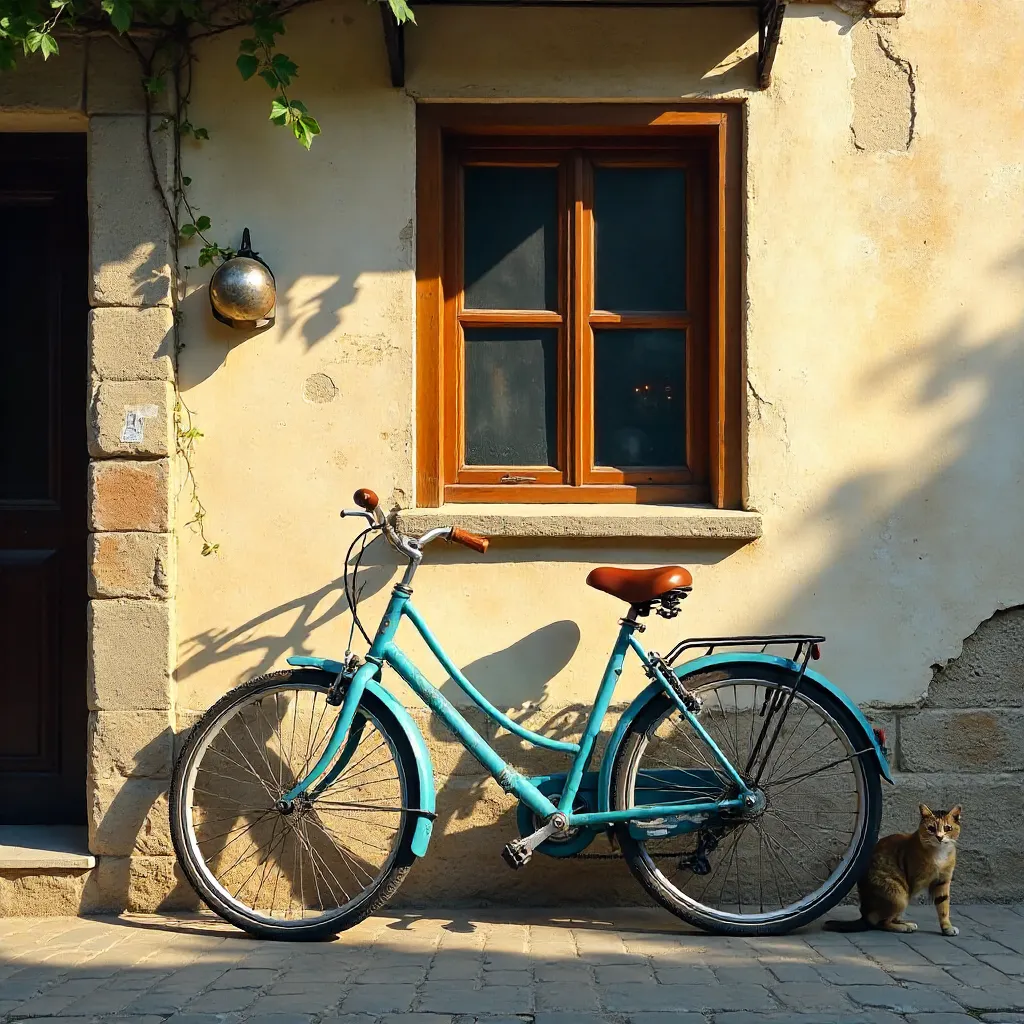 Blue Bicycle by a Textured Turkish Wall