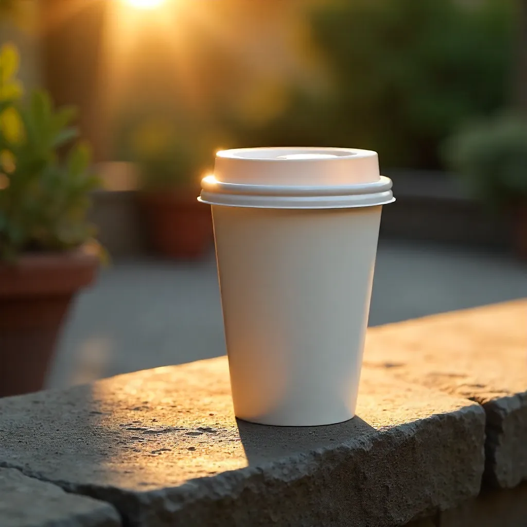 Sunlit Stone Ledge with Disposable Cup