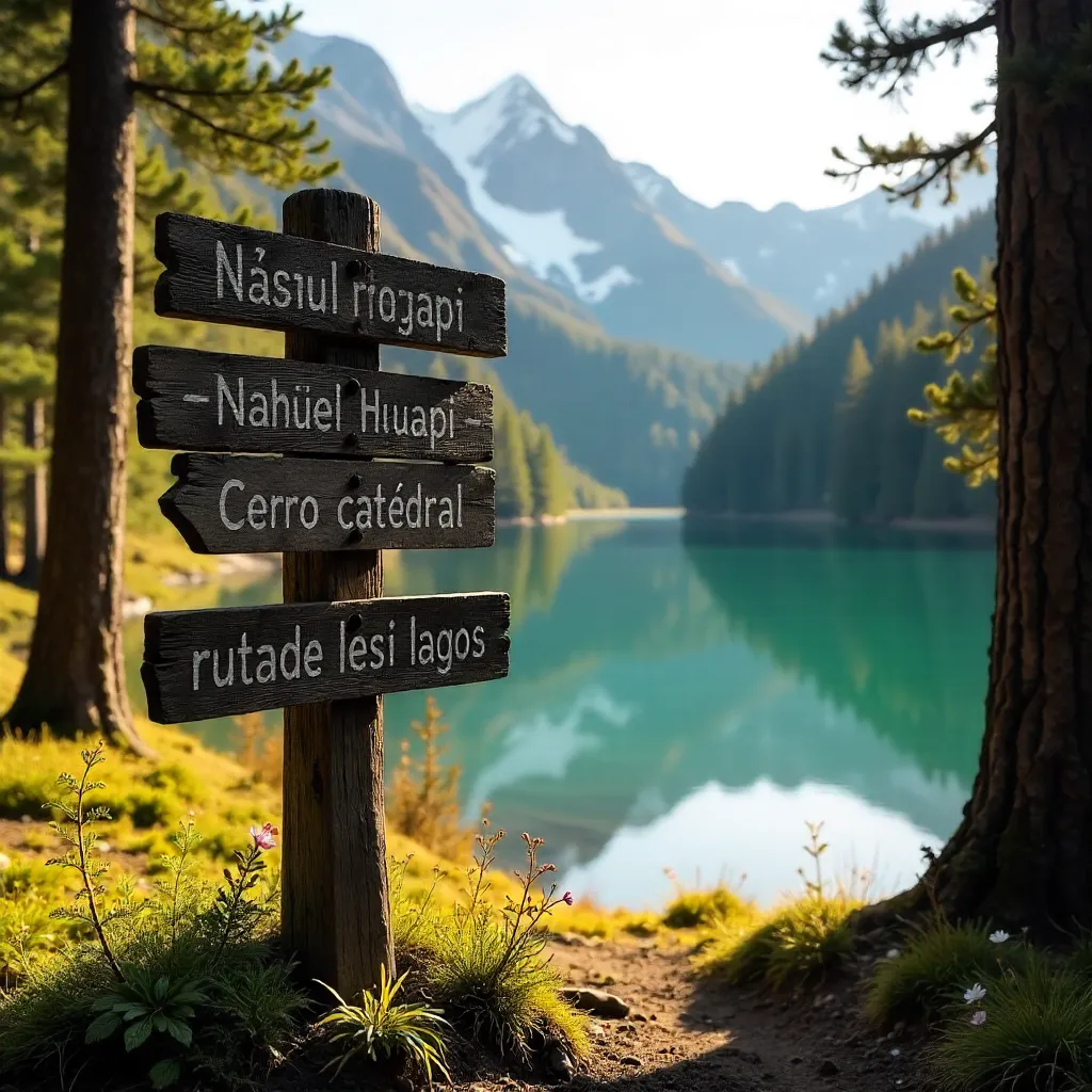 Rustic Signpost in Bariloche's Patagonian Wilderness