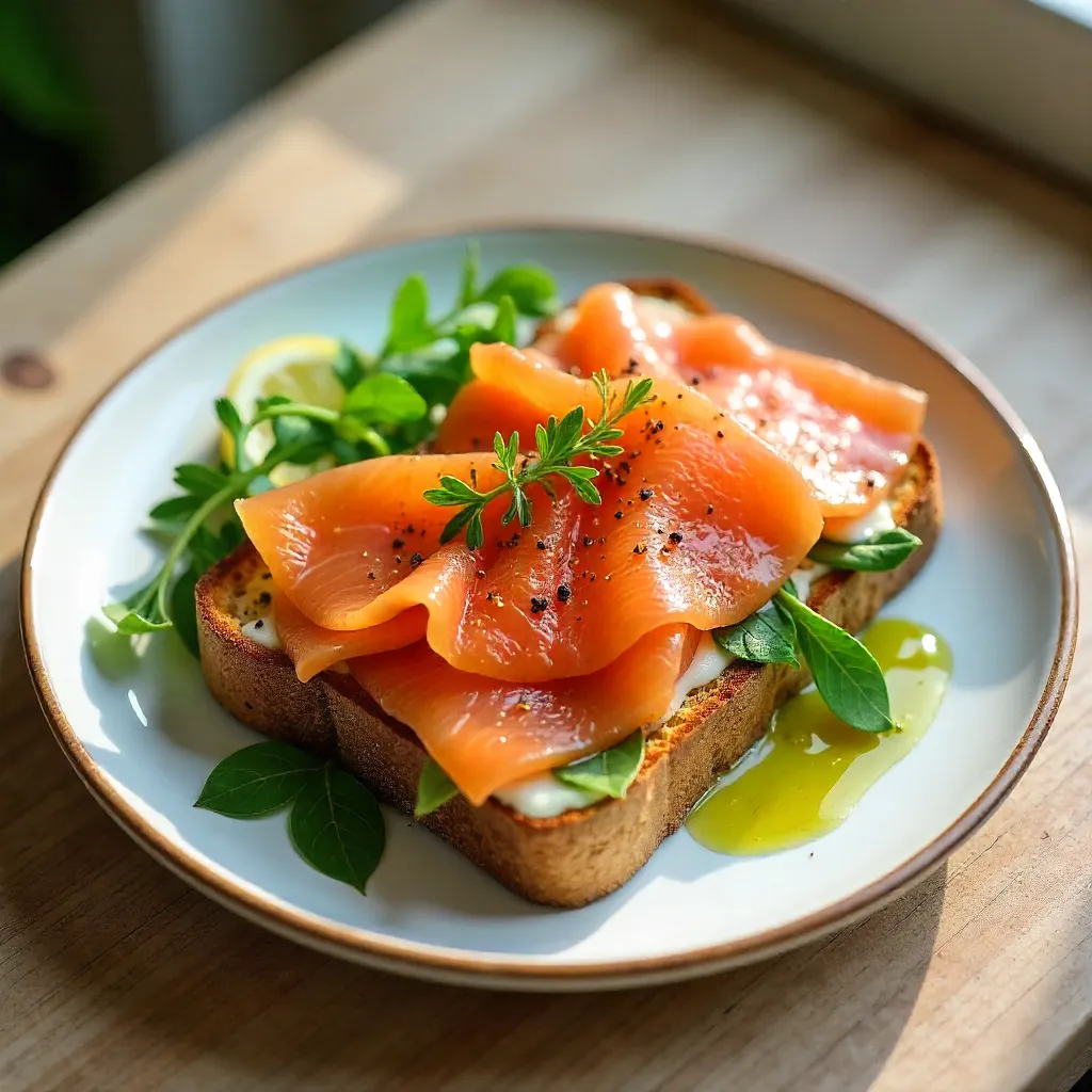 Smoked Salmon Toast with Greens and Sprouts