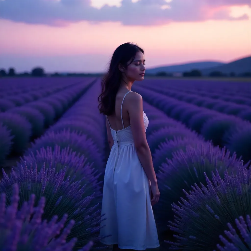 Twilight Tranquility in a Lavender Field