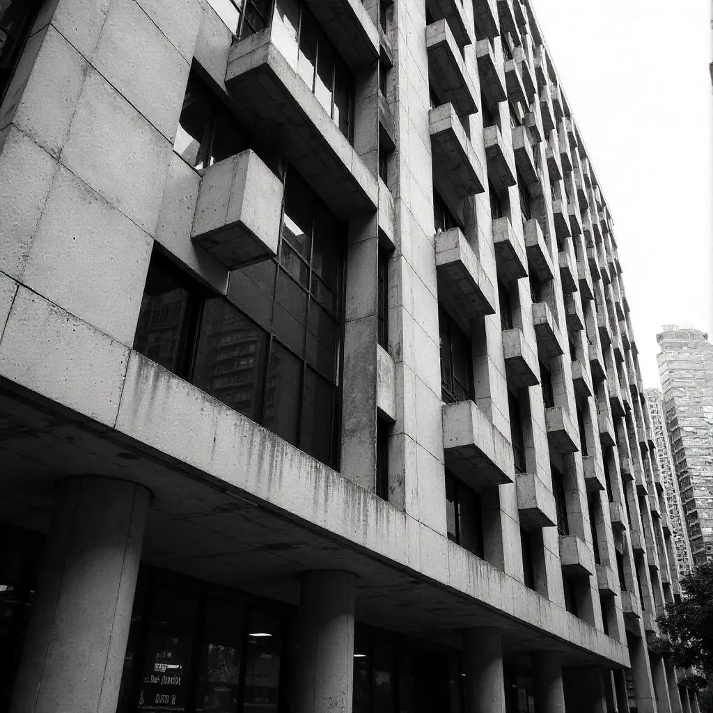 Monochrome Geometric Facade of a Hong Kong Skyscraper