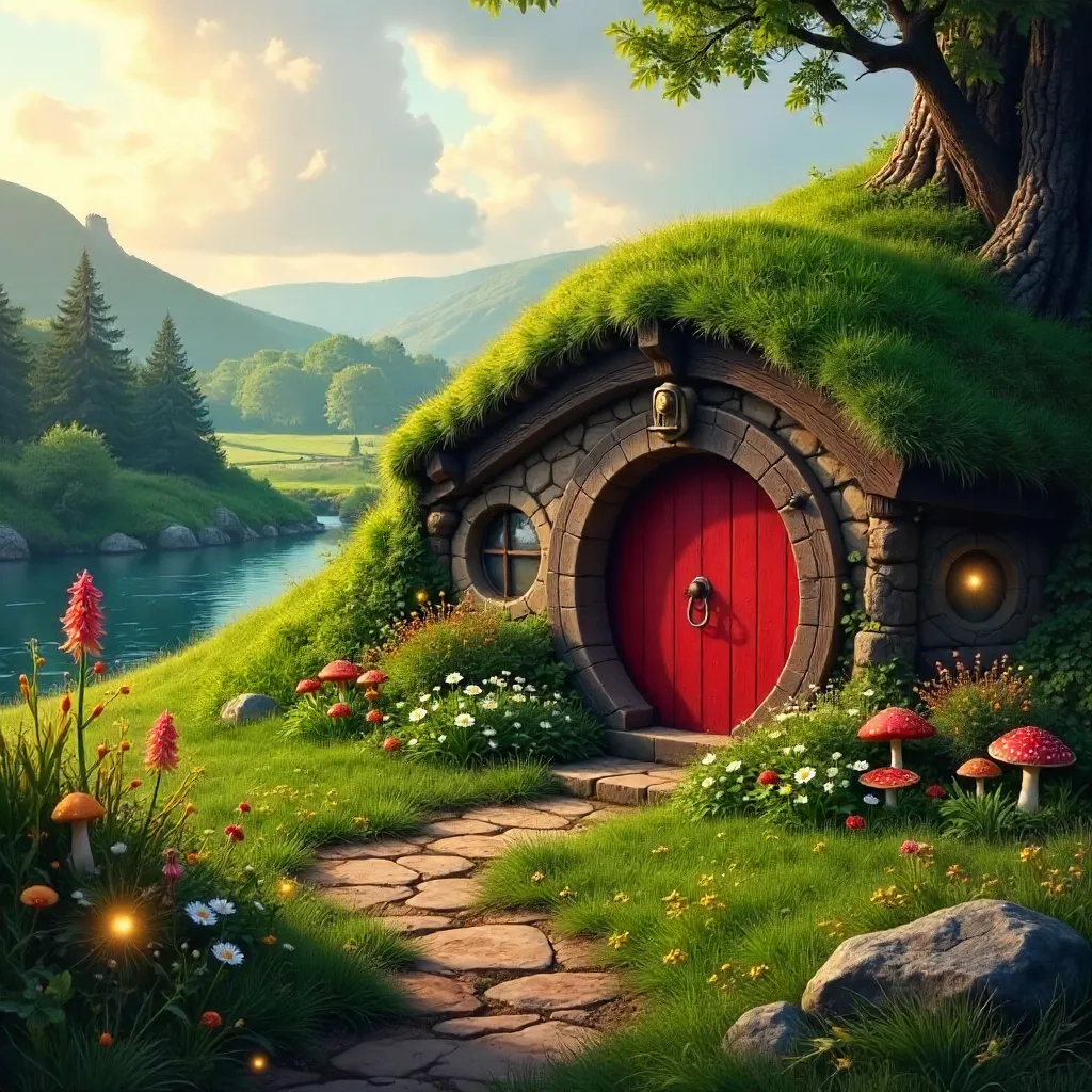 Red-Door Hobbit House in Dunblane, Scotland