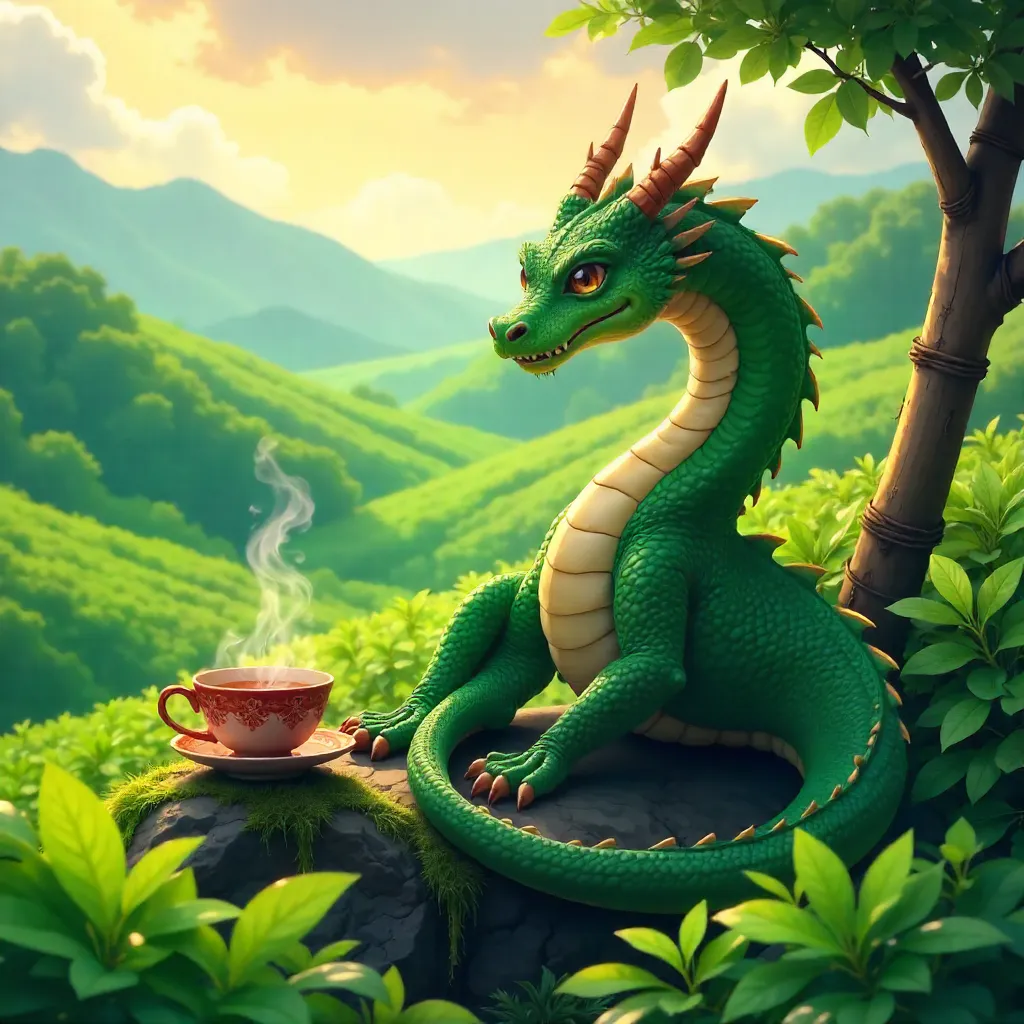 Dragon in an Anime Tea Plantation
