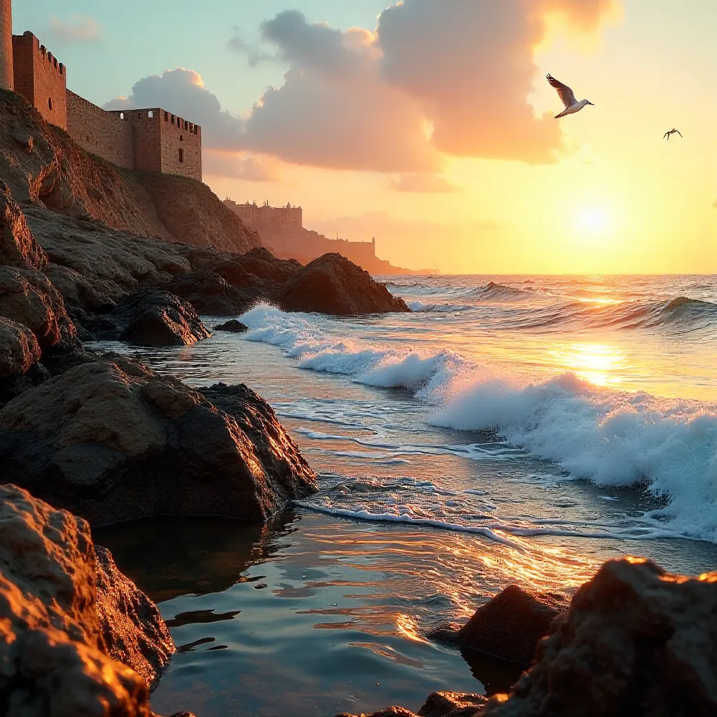 Essaouira Sunset over Rocky Coastline