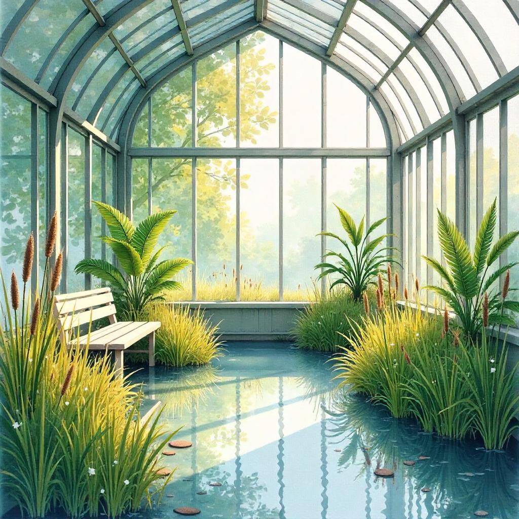 Watercolor Marsh Inside a Glasshouse