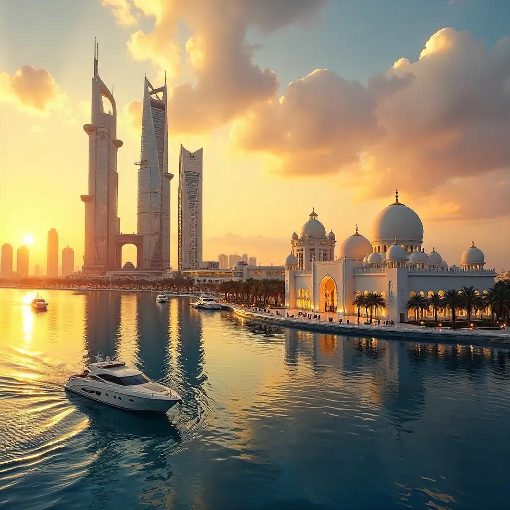 Golden Reflections over Abu Dhabi Skyline