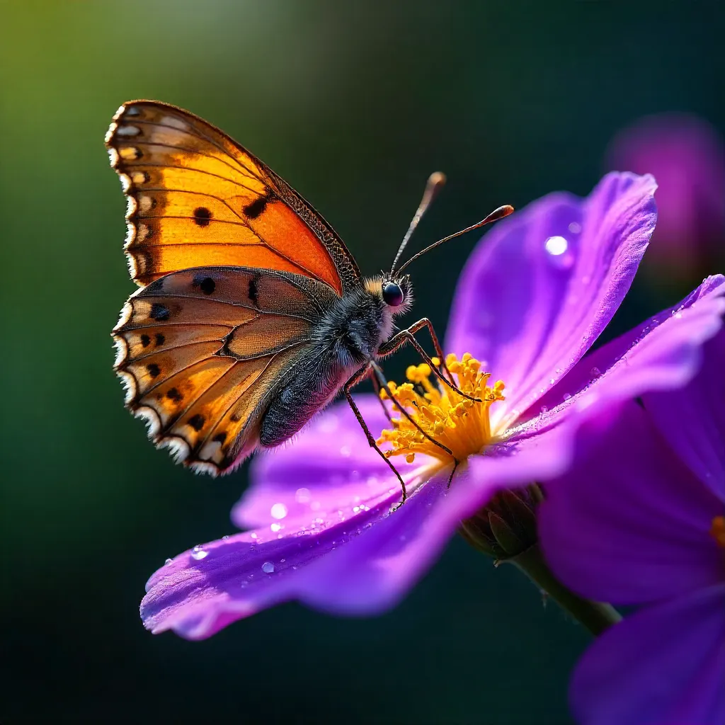 Butterfly on a Purple Bloom: Nature's Delicate Elegance