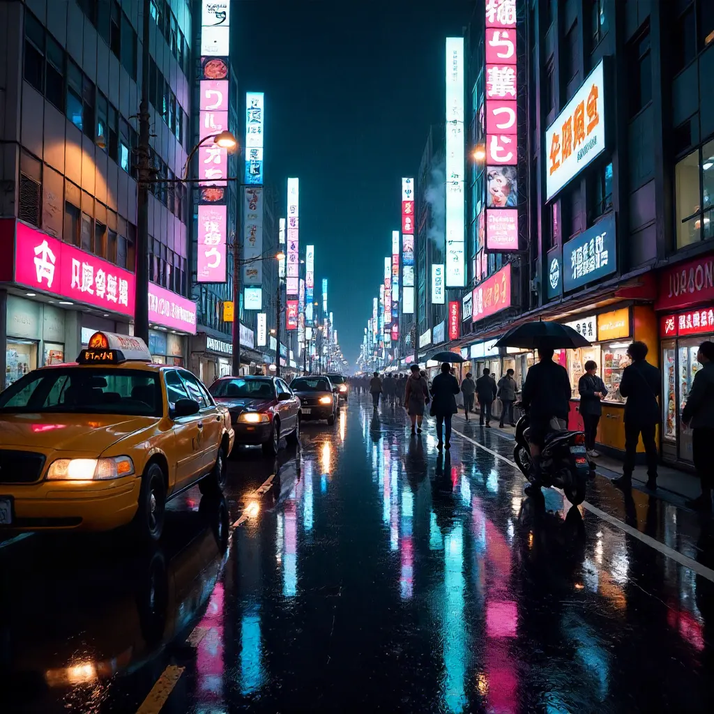Neon Night Rush Through Shinjuku