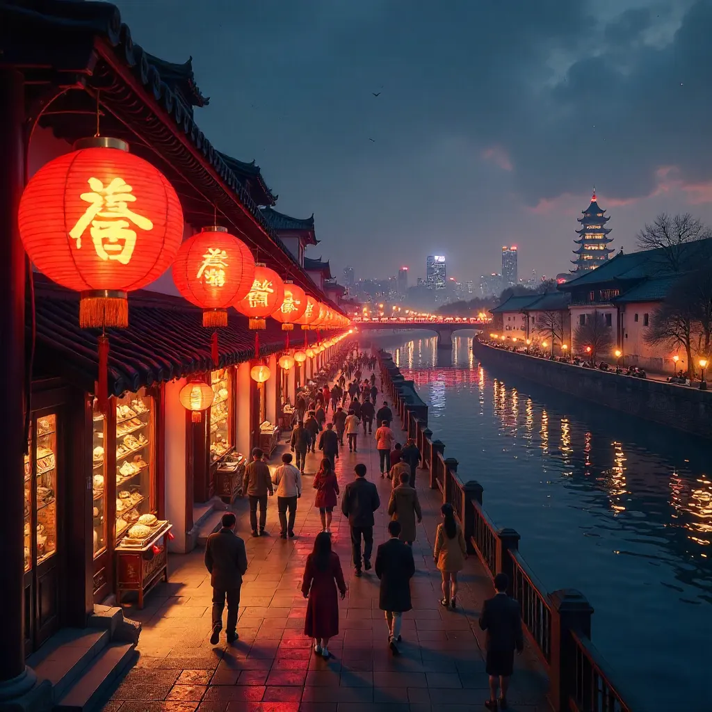 Red Lantern Blessings Over Nanjing for Chinese New Year