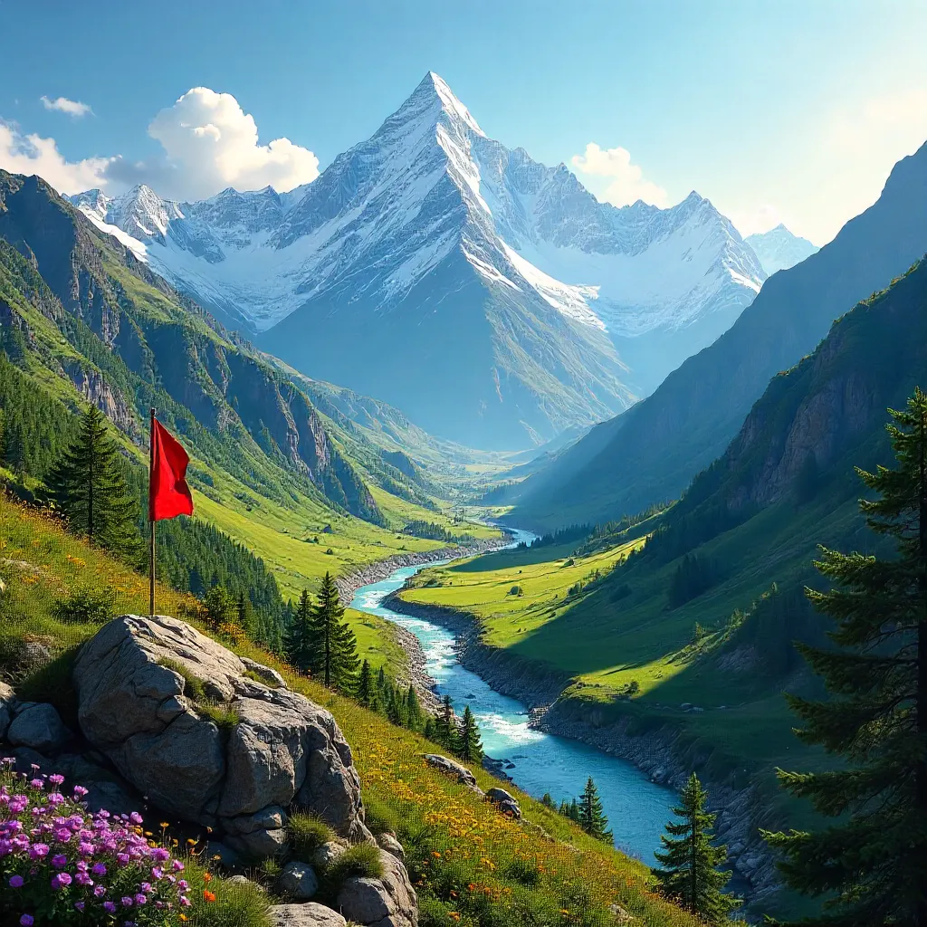 Stellar Himalayan Panorama in Vibrant Alpine Colors