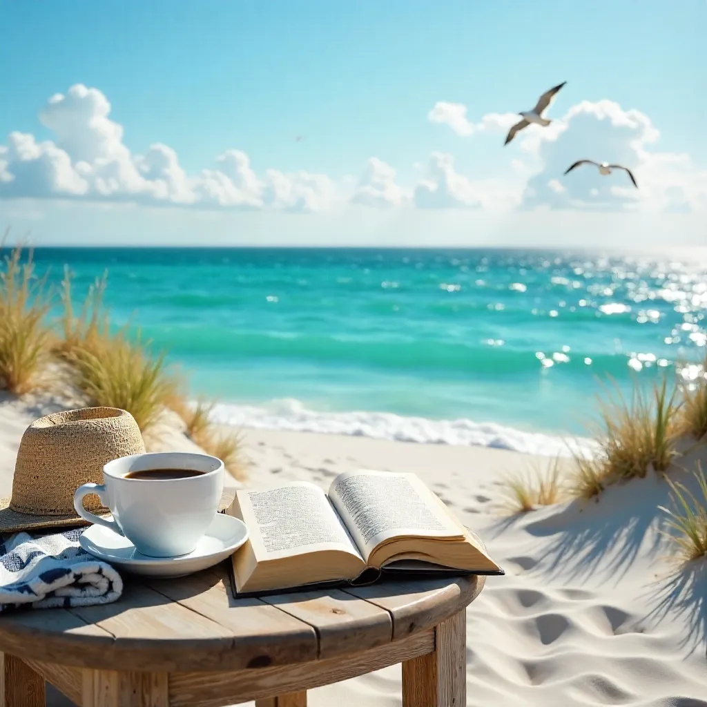 Serene Coffee Moment by the Azure Sea