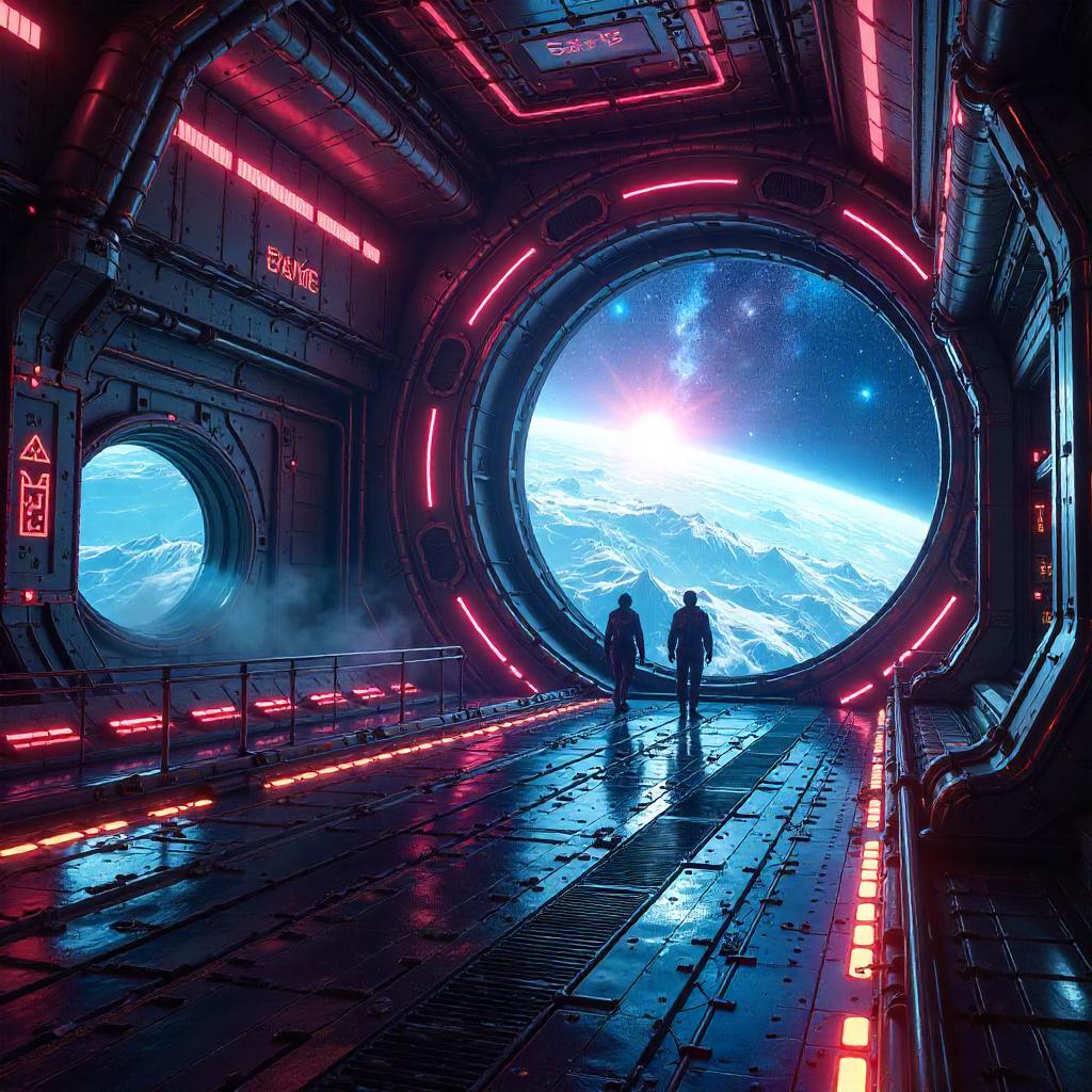 Neon Galaxy on a Cyberpunk Space Station