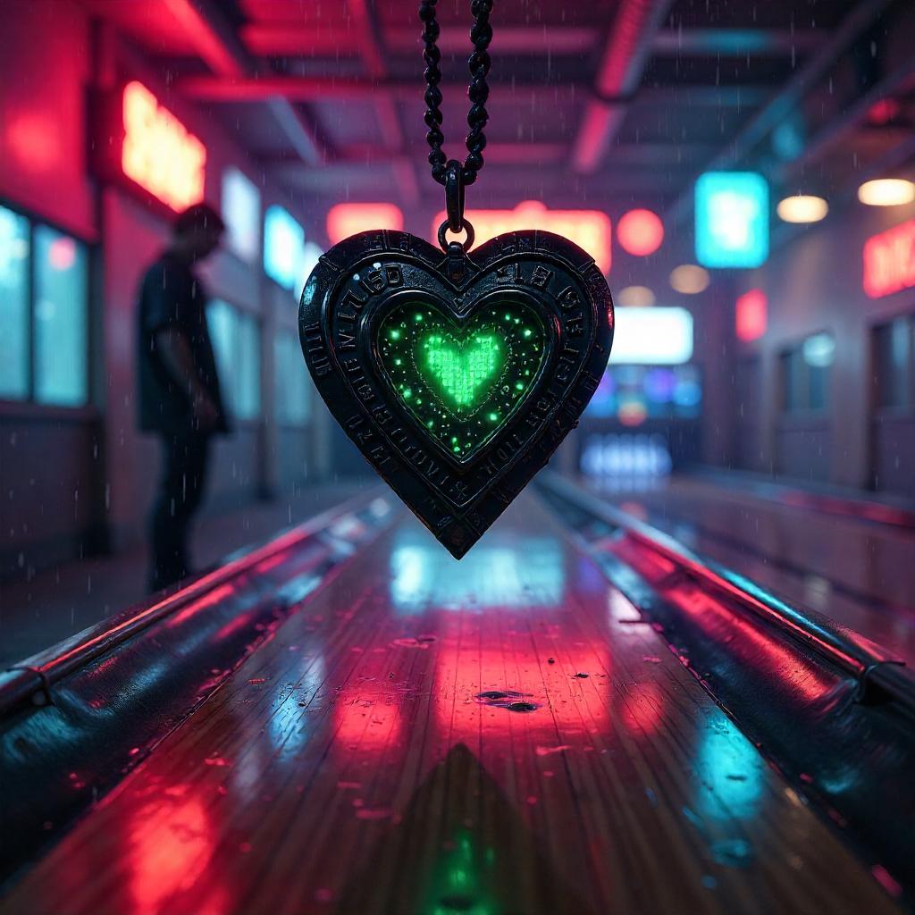 Cursed Amulet in a Neon Cyberpunk Bowling Alley