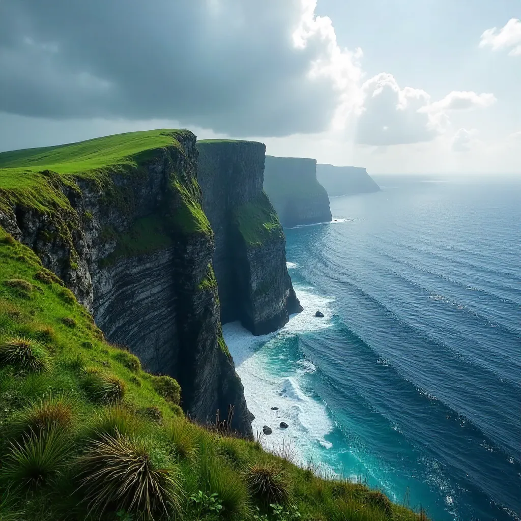 Cliffside Green Cliffs Meet the Blue Ocean