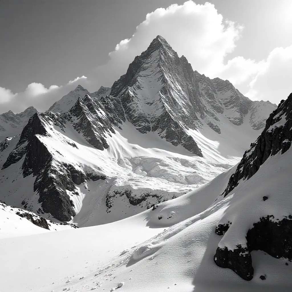Stark Monochrome Alpine Ridges