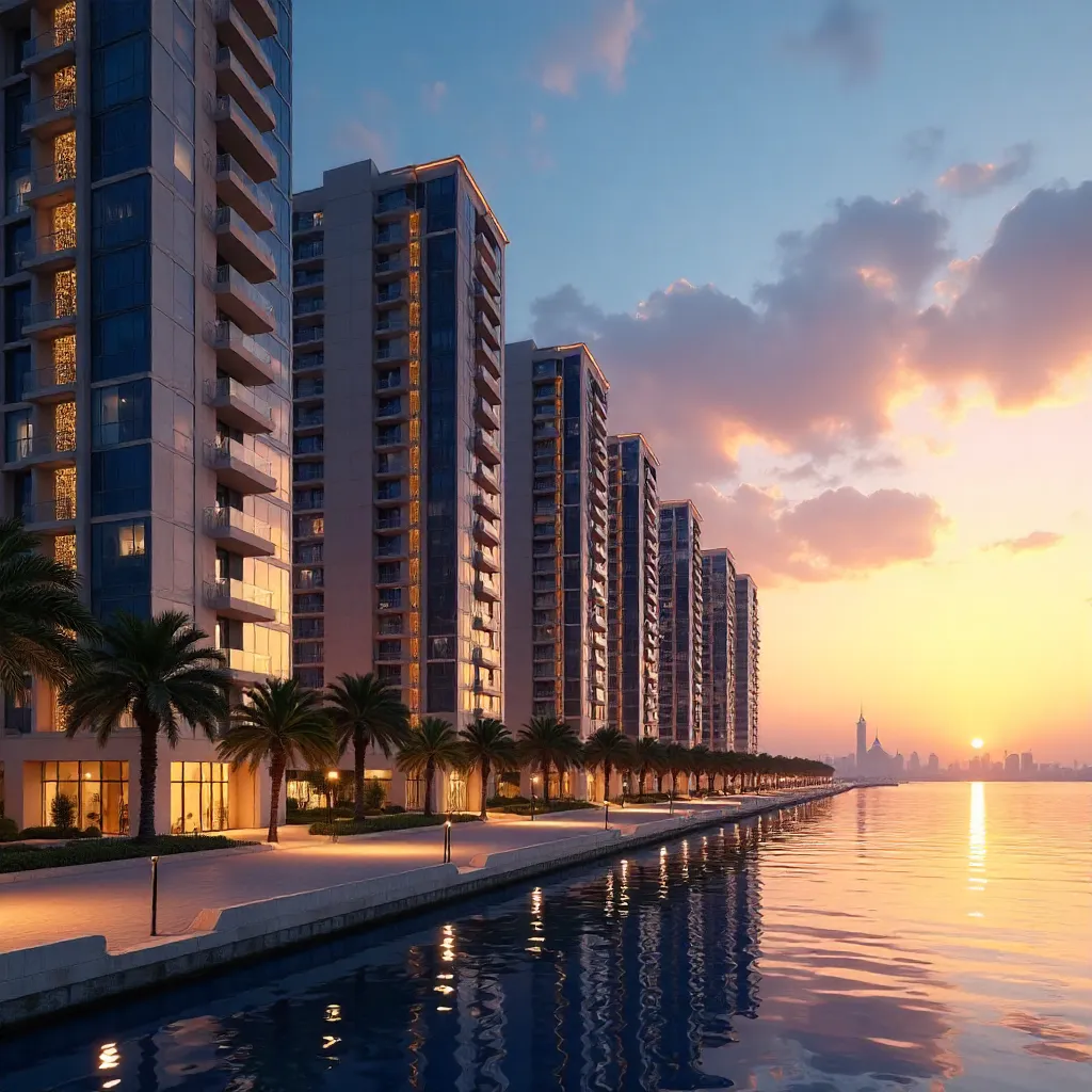 Evening Tranquility: Doha's Vibrant Apartment Towers
