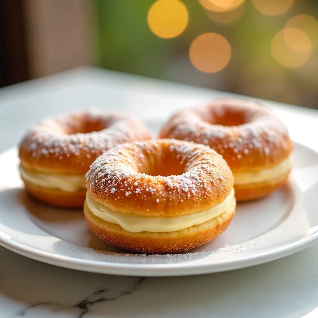 Three Cream-Filled Sugar-Dusted Donuts