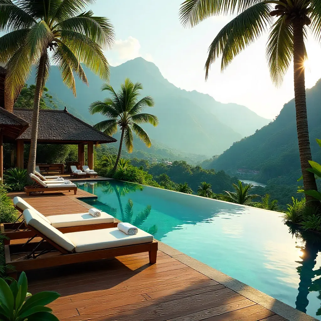 Serene West Java Resort Pool with Mountain Vistas