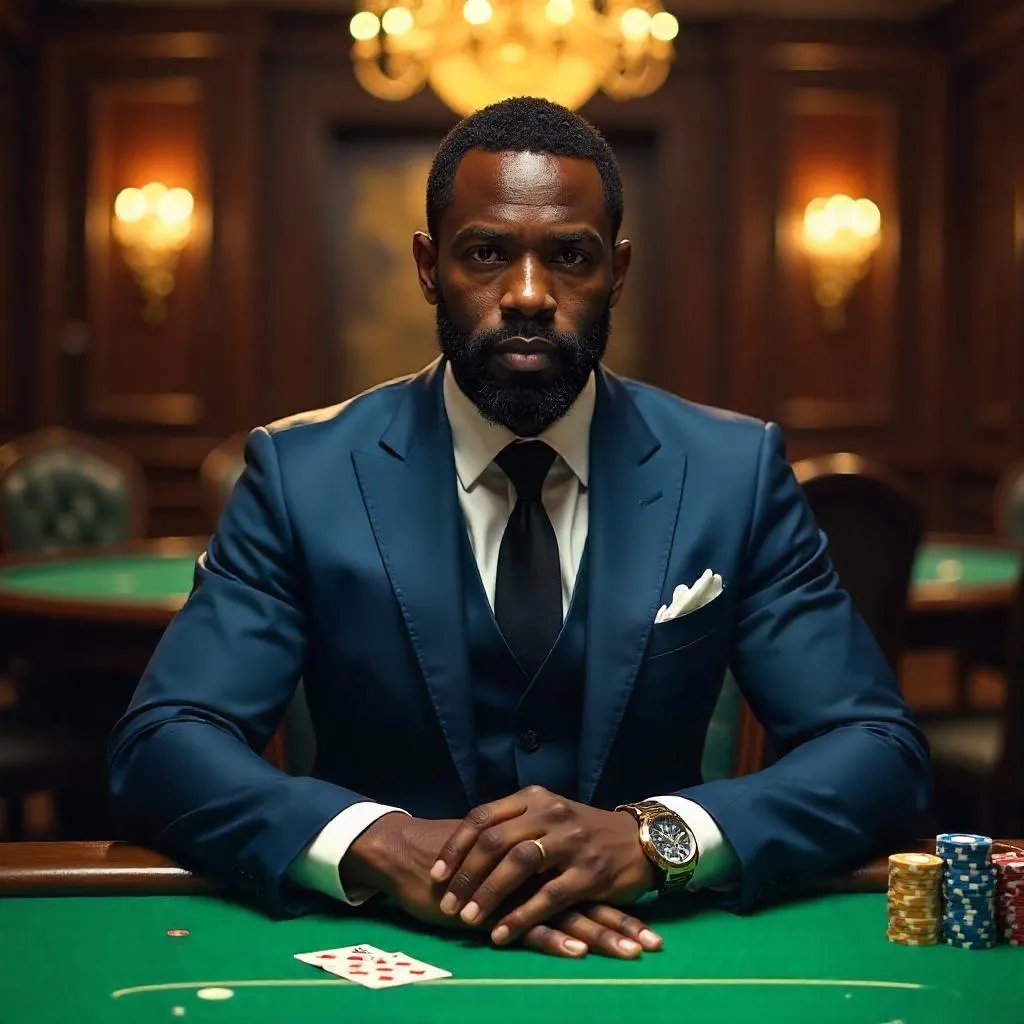 Elegant Black Man at the Poker Table - Digital Art