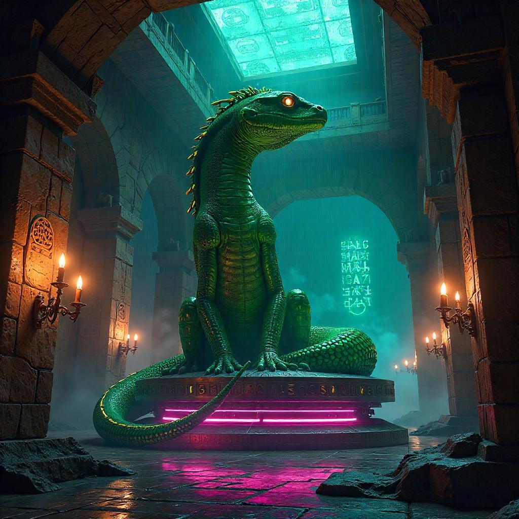 Neon Basilisk Inside the Cyberpunk Pyramid