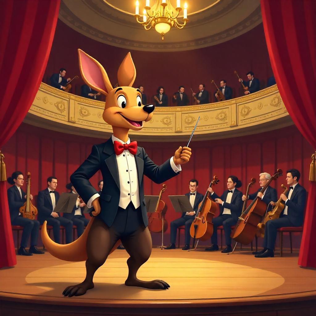 Kangaroo Conductor in a Grand Concert Hall
