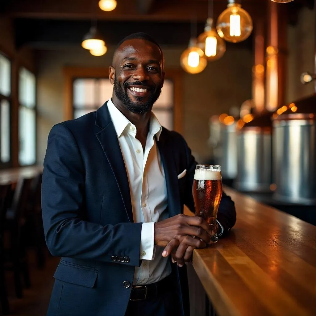 Photorealistic Portrait: Elegant Black Man at a Brewery