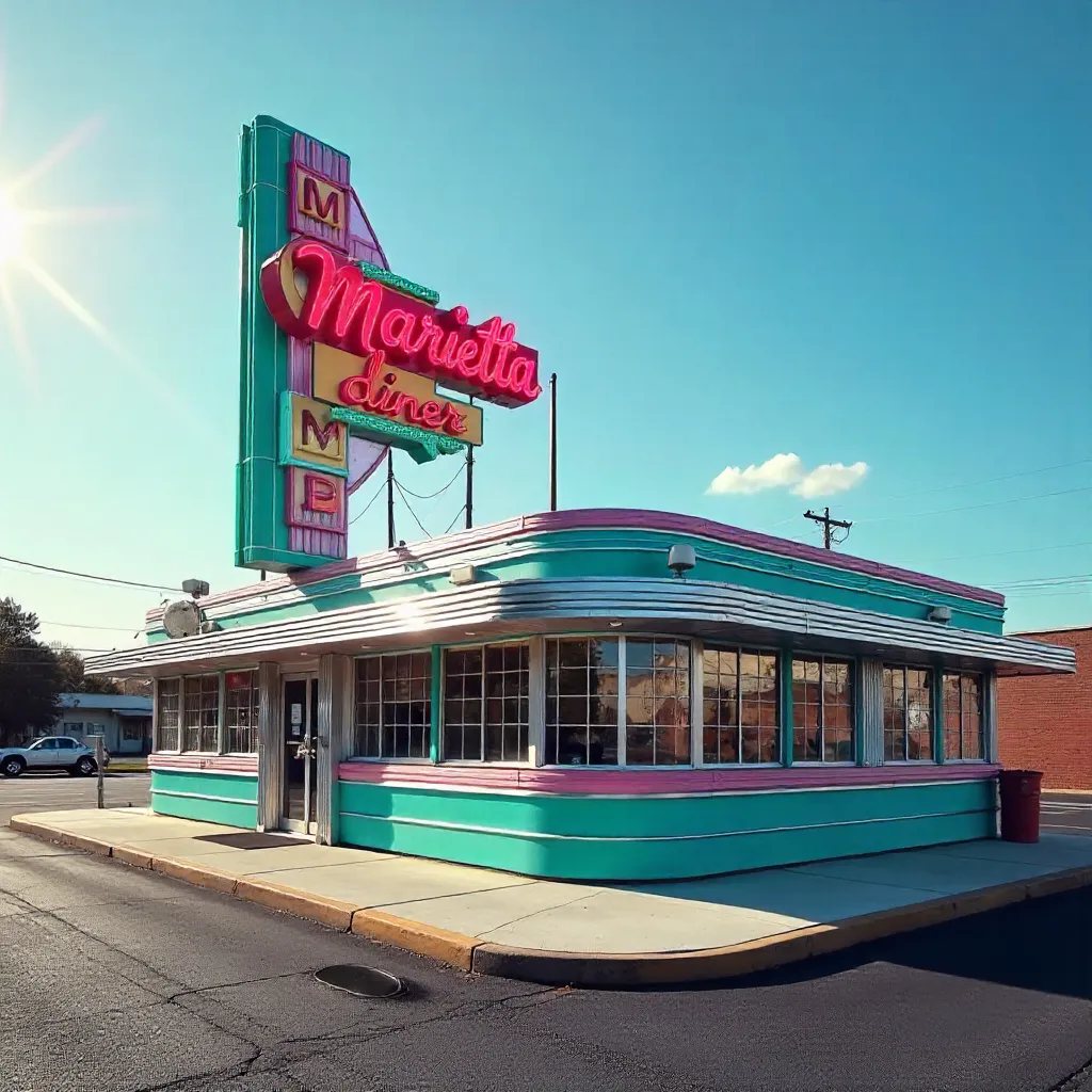 Retro Exterior of Marietta Diner Under Georgia Sky