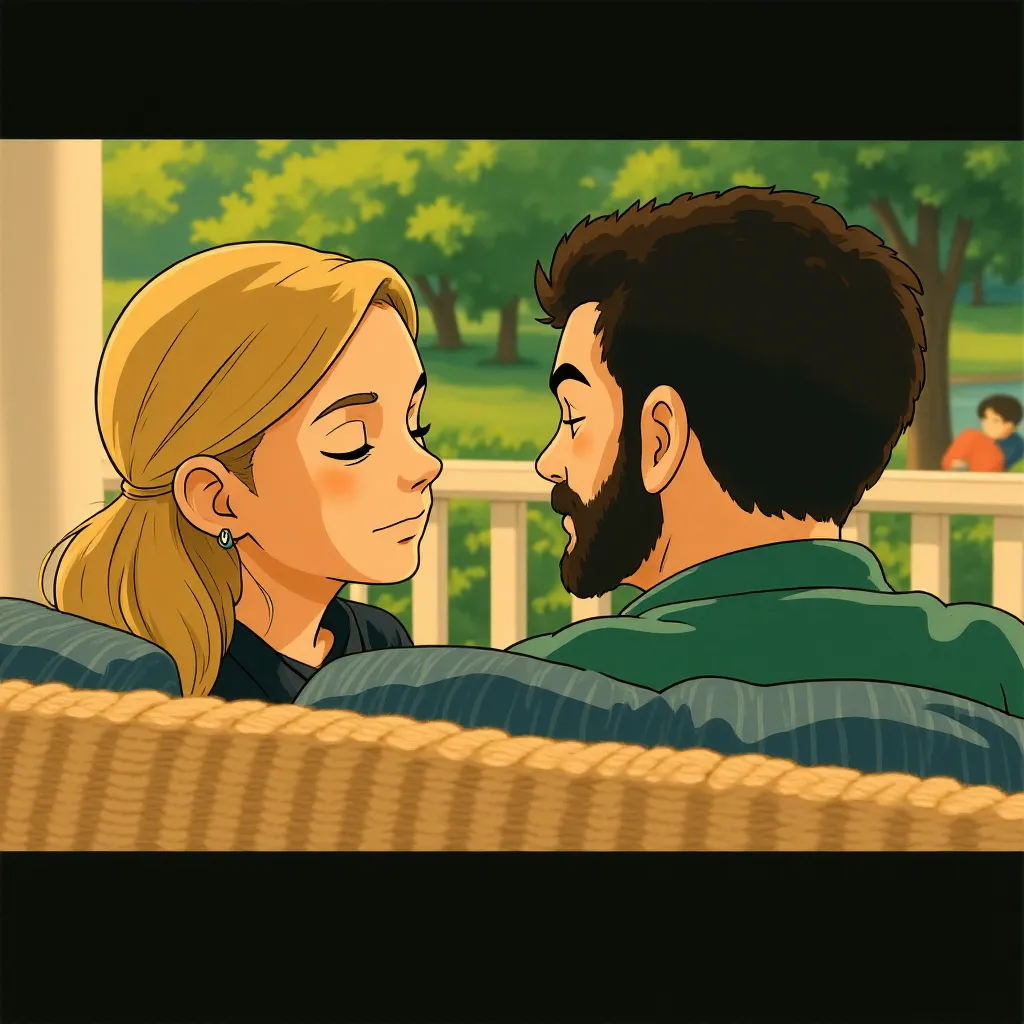 Adam Sandler and Julie Bowen in Happy Gilmore 2 (2025) - Ghibli style