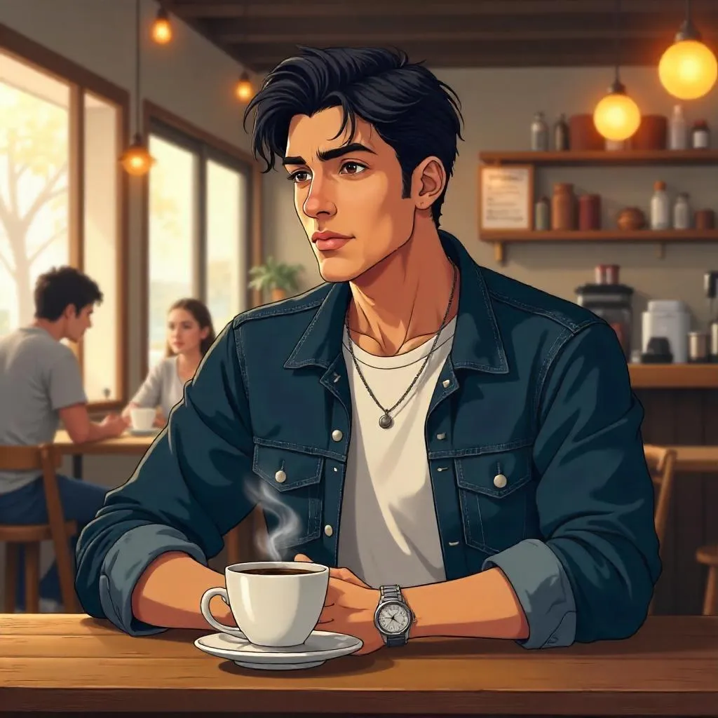 Cozy Anime Coffee Shop: Handsome Latino Man
