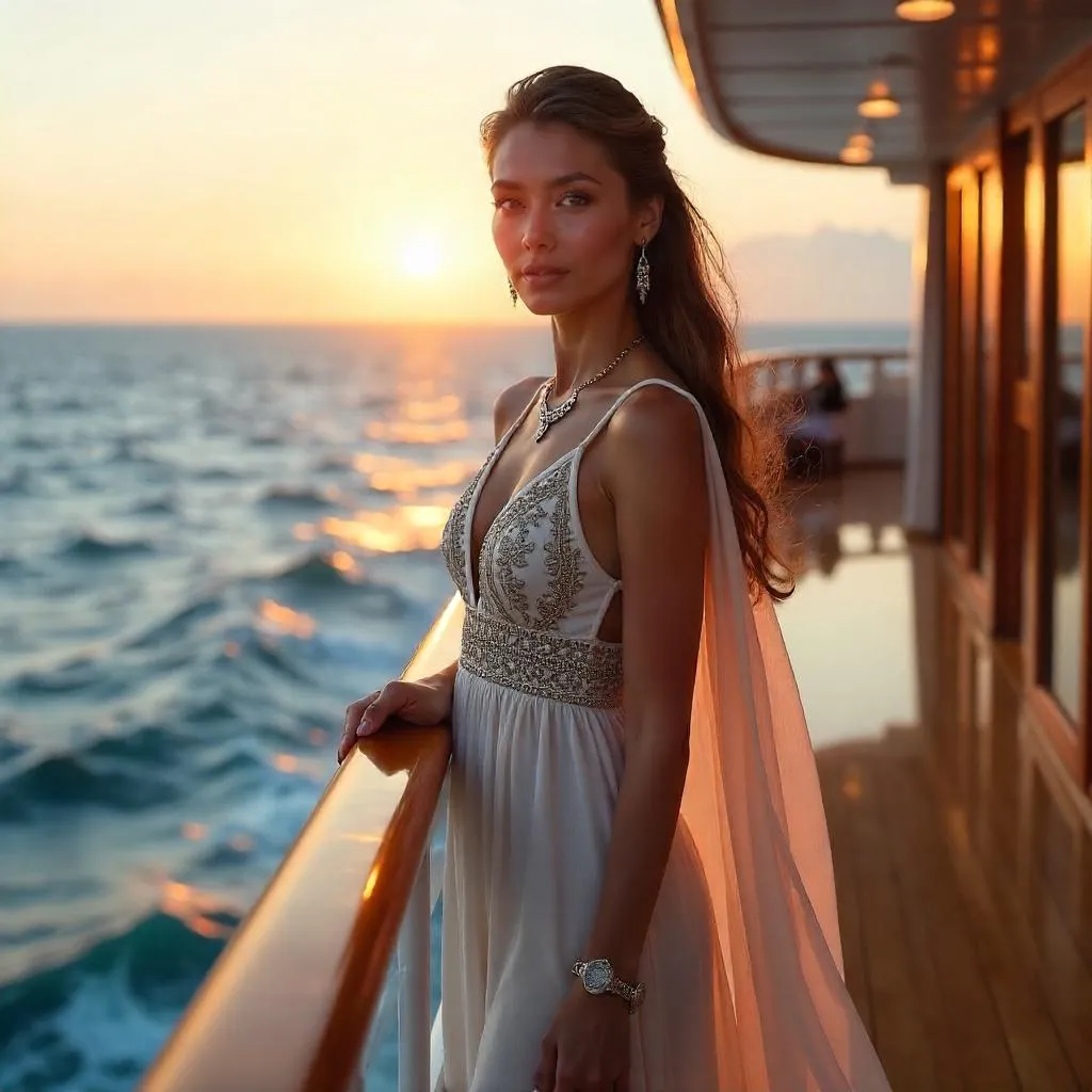 Adult Middle Eastern Woman on a Cruise Ship - Digital Art