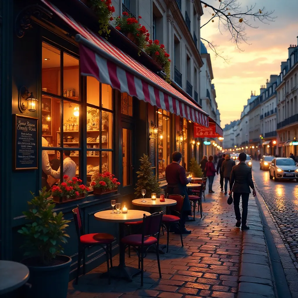 Dusk at a Parisian Café: Warm Evening in the Heart