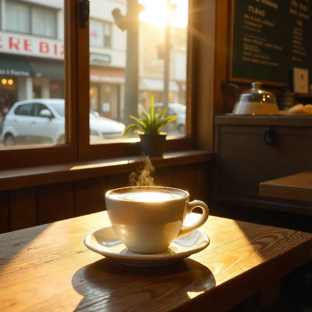 Warm Sunlit Latte at ONIBUS Cafe, Tokyo